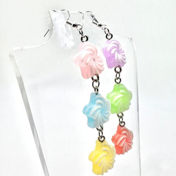 Sugar Star Earrings - Cute Pastel Kawaii Jewelry - Fun Sparkly Accessory - Picture 2 of 8